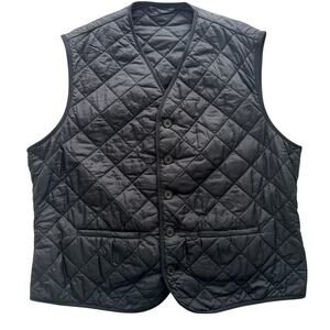 Barbour Quilted Liner Vest Gilet Black Size XL Lightweight 5 Button Front
